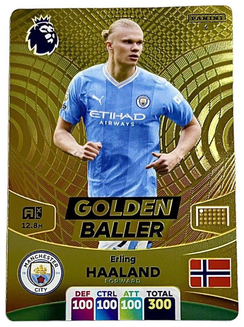 ERLING HAALAND - PANINI English Premier League 2023/24 - RARE `GOLDEN BALLER` TRADING CARD 6