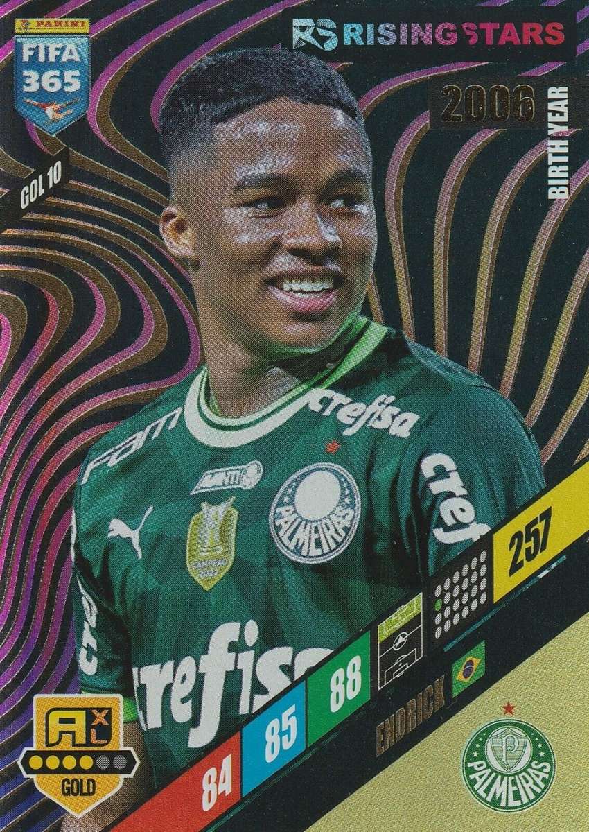 ENDRICK- PANINI `FIFA 365 COLLECTION` 2024 - GOLD `RISING STAR` FOIL TRADING CARD GOL10