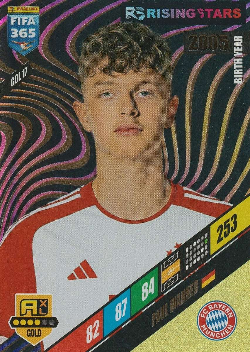 PAUL WANNER - PANINI `FIFA 365 COLLECTION` 2024 - GOLD `RISING STAR` FOIL TRADING CARD GOL17