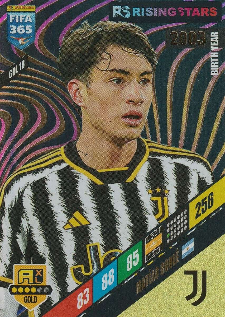 MATIAS SOULE - PANINI `FIFA 365 COLLECTION` 2024 - GOLD `RISING STAR` FOIL TRADING CARD GOL18
