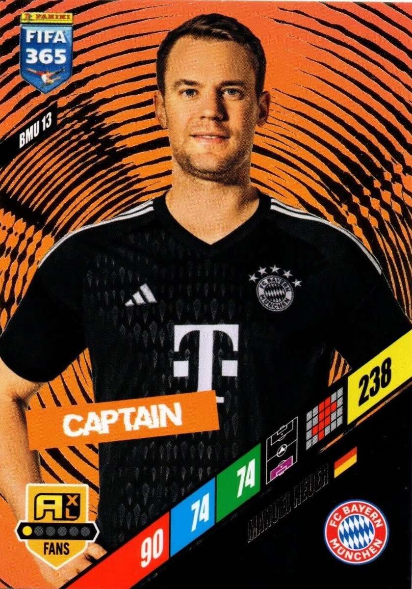 MANUEL NEUER - PANINI `FIFA 365 COLLECTION` 2024 - `CAPTAIN` FOIL TRADING CARD BMU13