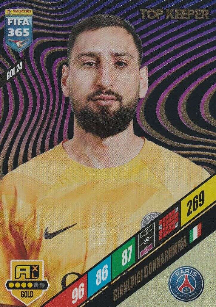 G. DONNARUMMA - PANINI `FIFA 365 COLLECTION` 2024 - GOLD `TOP KEEPER` FOIL TRADING CARD GOL24