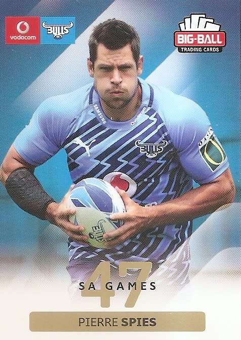 PIERRE SPIES - BIG BALL RUGBY COLLECTION  2012 - BLUE BULLS BASE CARD 39