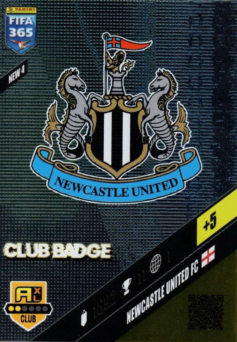 NEWCASTLE UNITED - PANINI `FIFA 365 COLLECTION` 2024 - `CLUB CREST` FOIL TRADING CARD NEW4