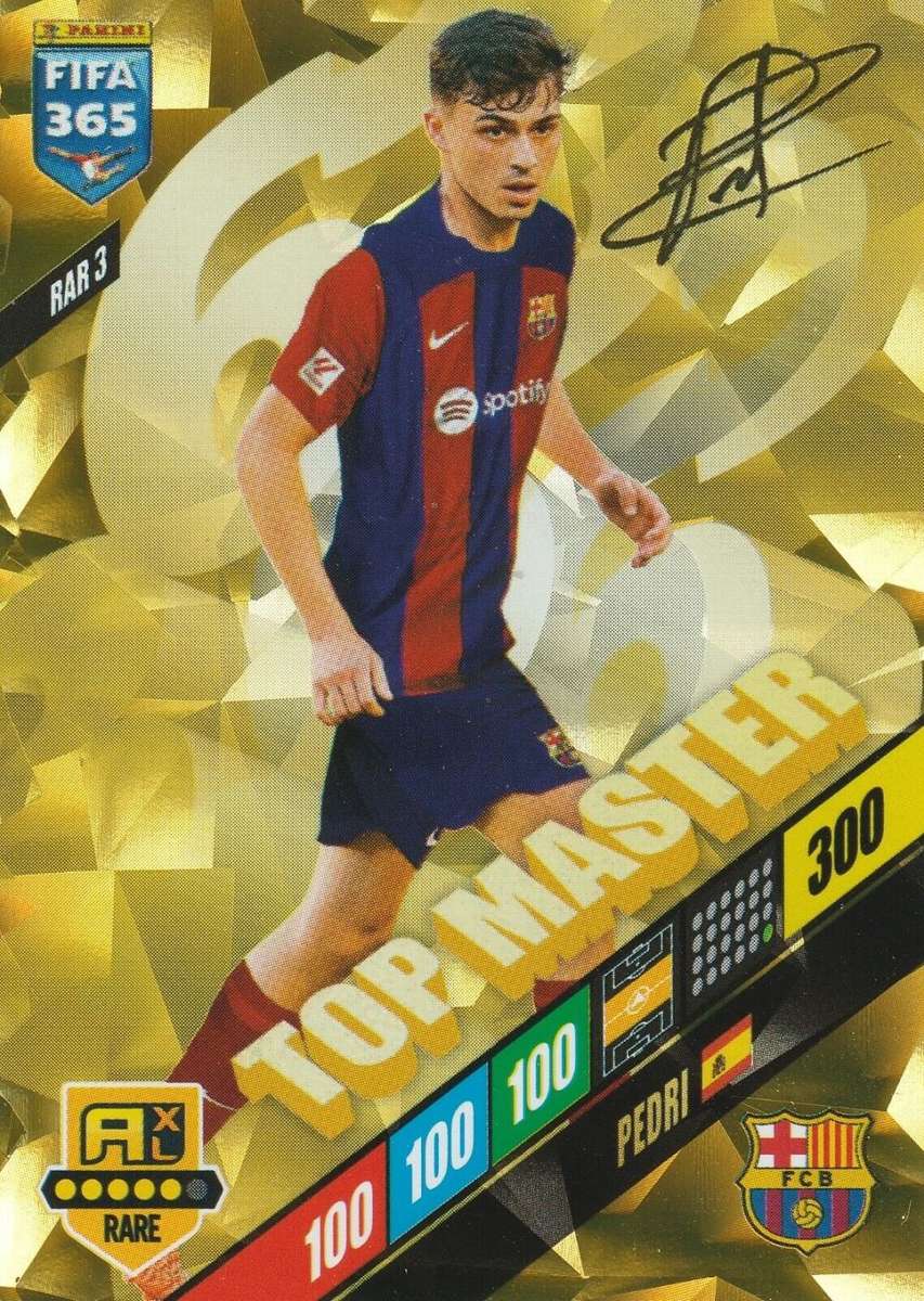 PEDRI - PANINI `FIFA 365 COLLECTION` 2024 - GOLD `TOP MASTER` FOIL TRADING CARD 3