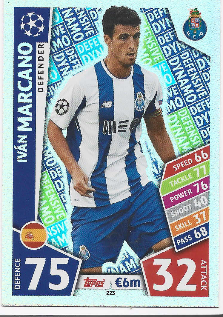 IVAN MARCANO - TOPPS CHAMPIONS LEAGUE 2017/18 -  `DEFENDER` FOIL TRADING CARD 223