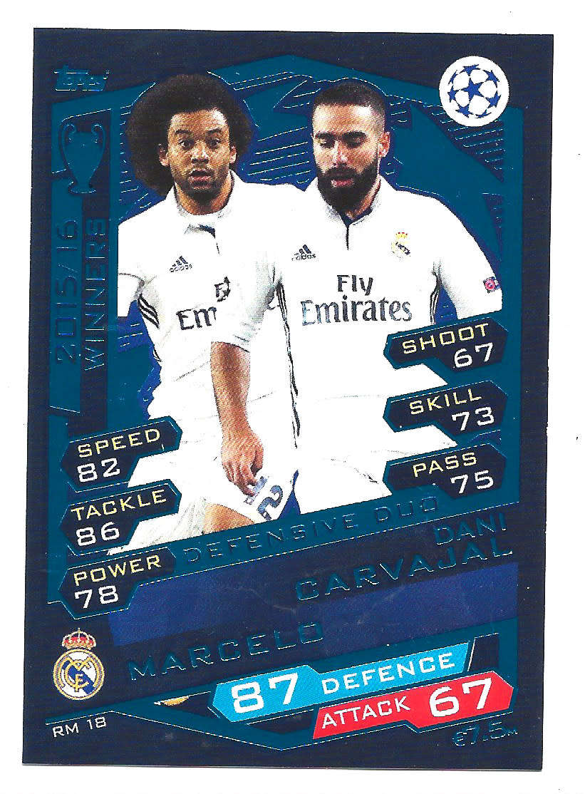 REAL MADRID - TOPPS `CHAMPIONS LEAGUE` 2016/17 -  `WINNERS 2015/16` FOIL TRADING CARD RM18