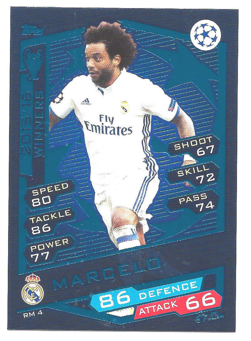 MARCELO - TOPPS `CHAMPIONS LEAGUE` 2016/17 -  `WINNERS 2015/16` FOIL TRADING CARD RM4