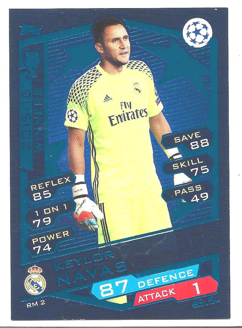 KEYLOR NAVAS - TOPPS `CHAMPIONS LEAGUE` 2016/17 -  `WINNERS 2015/16` FOIL TRADING CARD RM2