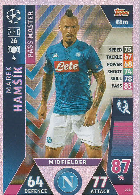 MAREK HAMSIK  - TOPPS `CHAMPIONS LEAGUE` 2018/19 -  `PASS MASTER` FOIL TRADING CARD 224