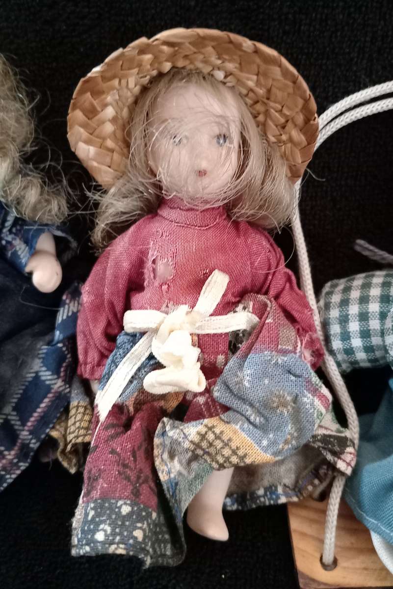 PORCELAIN ANTIQUE MINI DOLL SET of 8 - SET of 8 PORCELAIN DOLLS