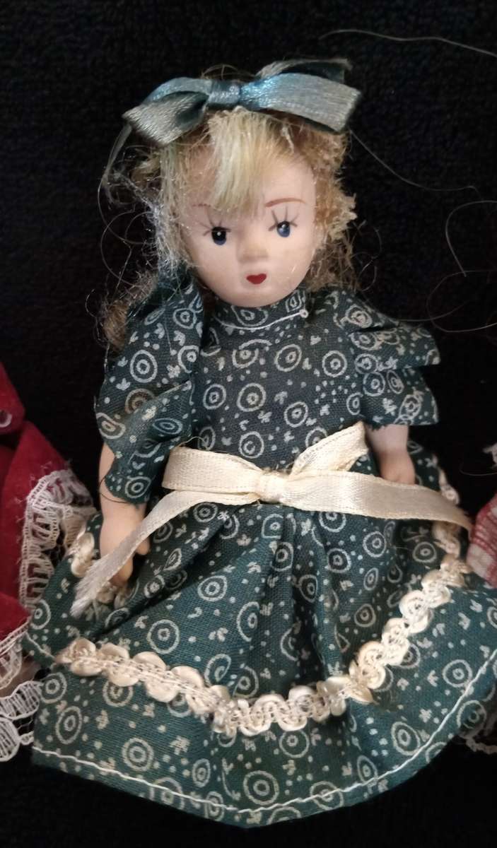 PORCELAIN ANTIQUE MINI DOLL SET of 8 - SET of 8 PORCELAIN DOLLS