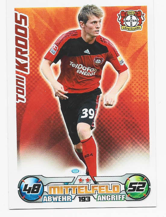 TONI KROOS (Leverkusen) - TOPPS `MATCH ATTAX BUNDESLIGA` 2009/10 - ROOKIE BASE TRADING CARD