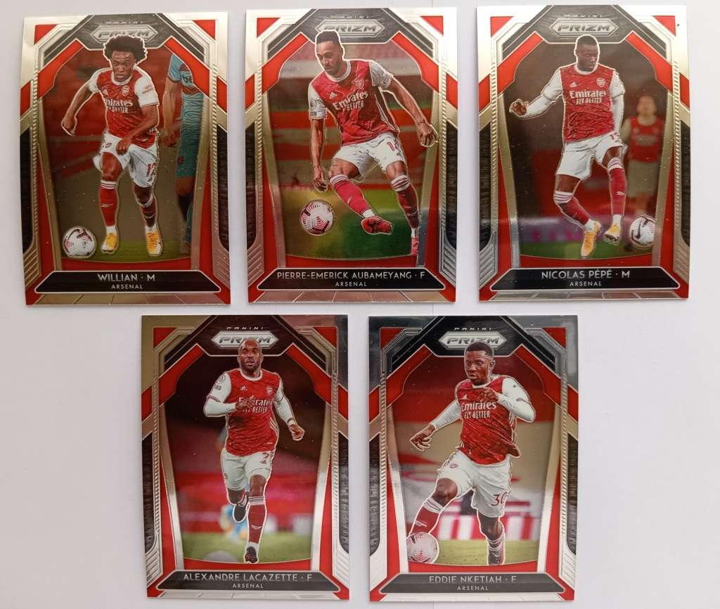 ARSENAL FC - PANINI P/League PRIZM 2021 - TEAM LOT of 5 FOIL TRADING CARDS