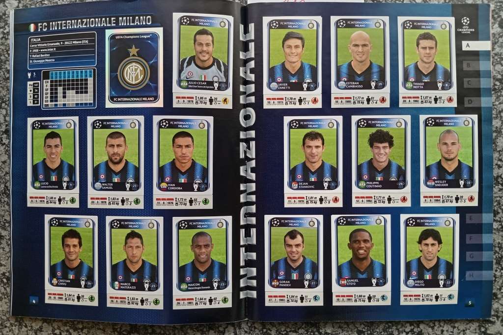 PANINI CHAMPIONS LEAGUE 2010/11 STICKER COLLECTION - ALMOST COMPLETE BOOK