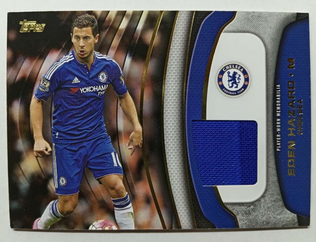 EDEN HAZARD - TOPPS `PREMIER GOLD` 2015/16 - AUTHENTIC `CERTIFIED MEMORABILIA` TRADING CARD