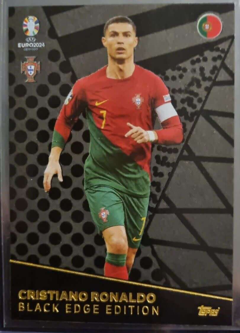 CRISTIANO RONALDO - Topps `UEFA EURO 2024` Collection - RARE `BLACK EDGE EDITION` Trading Card