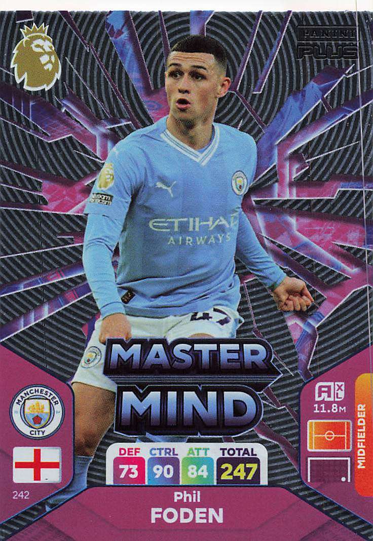 PHIL FODEN - PANINI E/Premier League PLUS 2024 - FOIL `MASTERMIND` TRADING CARD 242