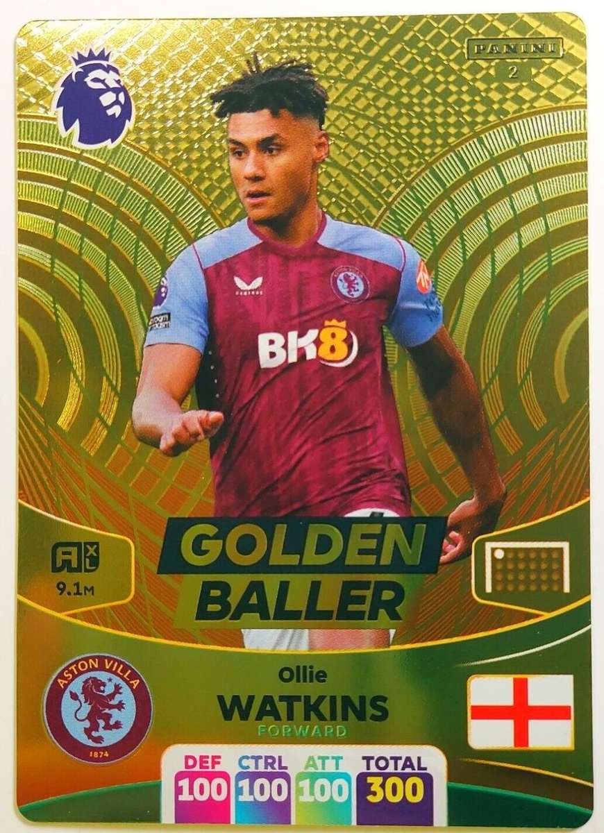 OLIE WATKINS - PANINI English Premier League 2023/24 - RARE `GOLDEN BALLER` TRADING CARD 2