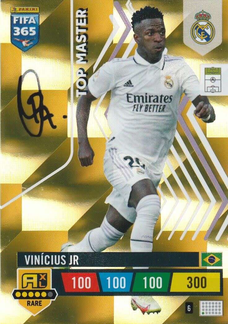 VINICIUS Jr - PANINI `FIFA 365 COLLECTION` 2023 - GOLD `TOP MASTER` FOIL TRADING CARD 6