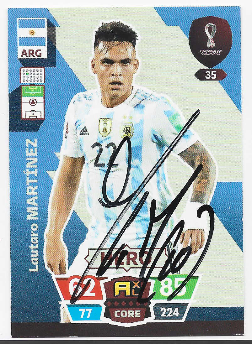 LAUTARO MARTINEZ (Argentina) - PANINI `FIFA WORLD CUP 2022` QATAR - Personally SIGNED TRADING CARD