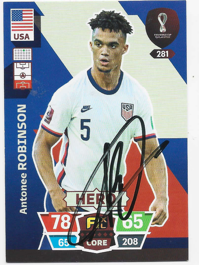 ANTONEE ROBINSON (USA) - PANINI `FIFA WORLD CUP 2022` QATAR - Personally SIGNED TRADING CARD