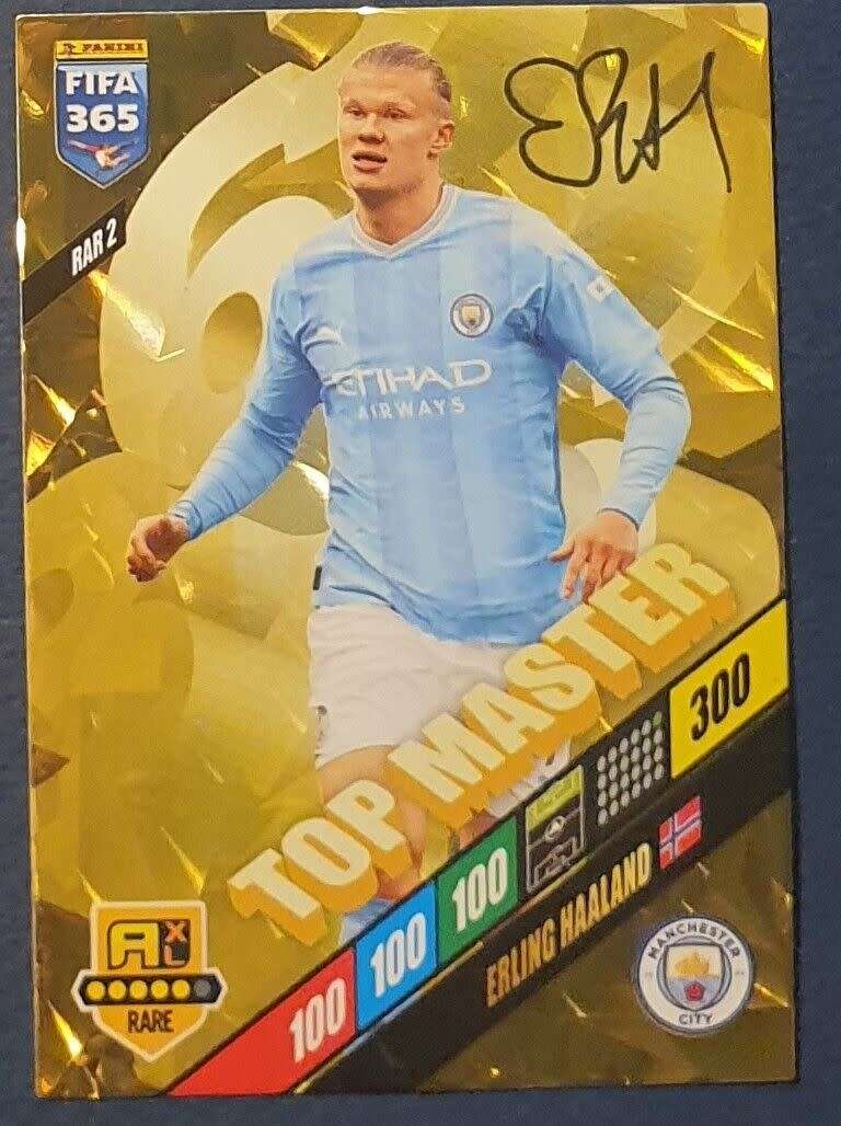 ERLING HAALAND - PANINI `FIFA 365 COLLECTION` 2024 - GOLD `TOP MASTER` FOIL TRADING CARD 2