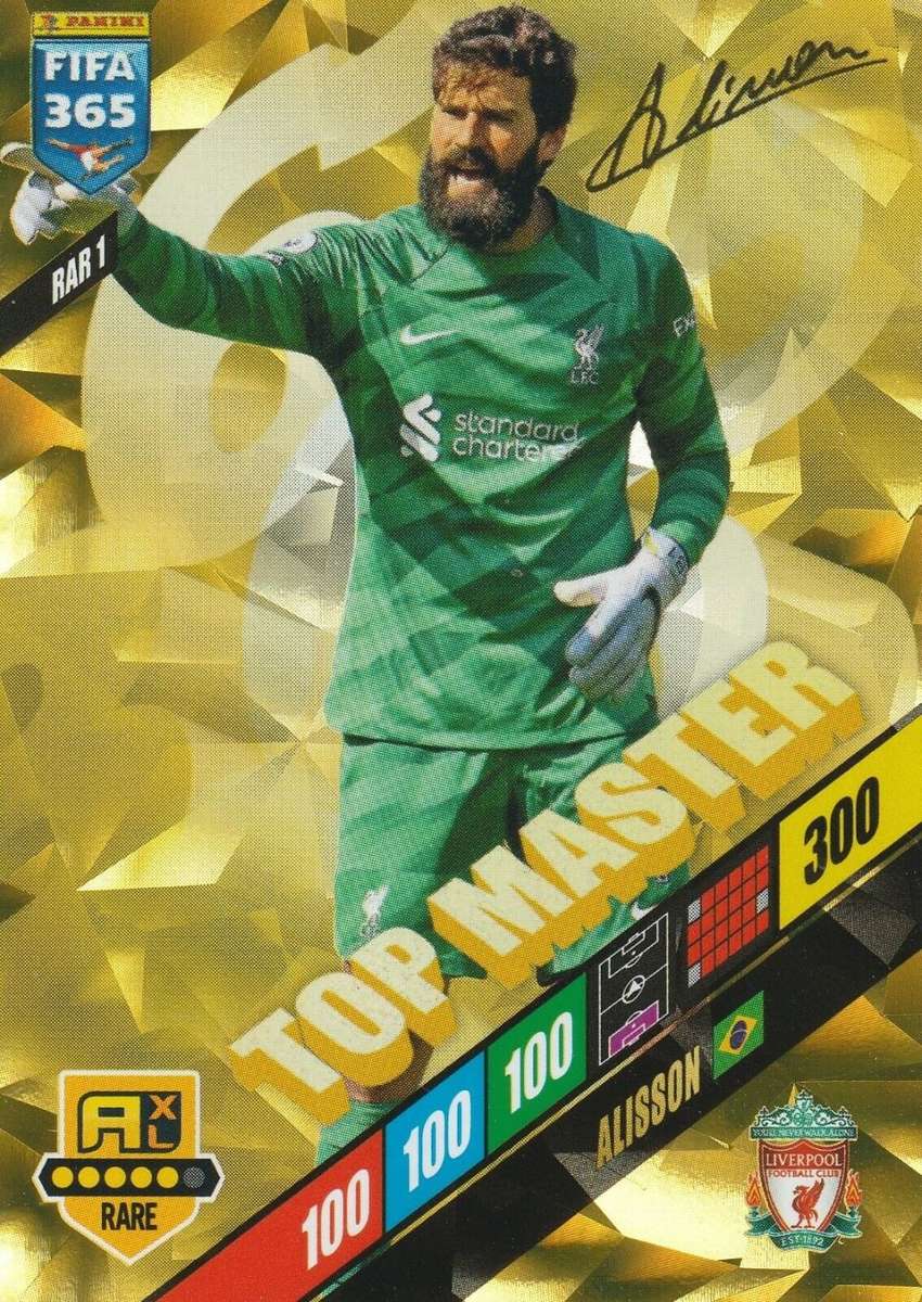 ALISSON - PANINI `FIFA 365 COLLECTION` 2024 - GOLD `TOP MASTER` FOIL TRADING CARD 1