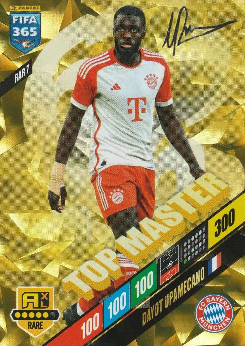 DAYOT UPAMECANO - PANINI `FIFA 365 COLLECTION` 2024 - GOLD `TOP MASTER` FOIL TRADING CARD 7