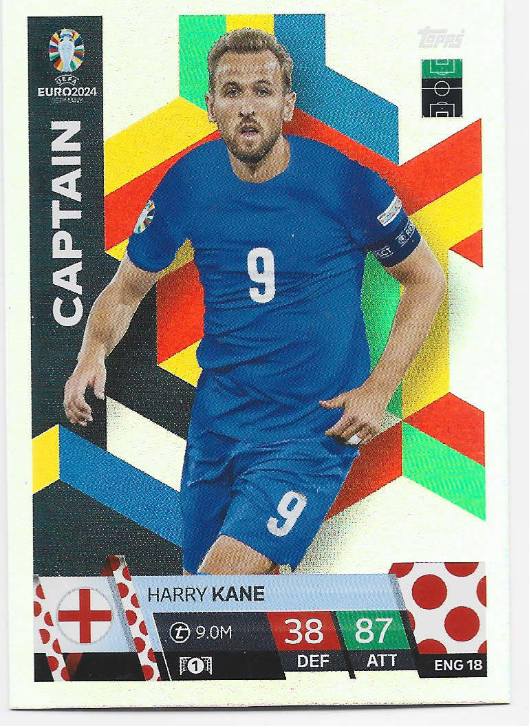 HARRY KANE - Topps `UEFA EURO 2024` Collection - FOIL`CAPTAIN` Trading Card ENG18