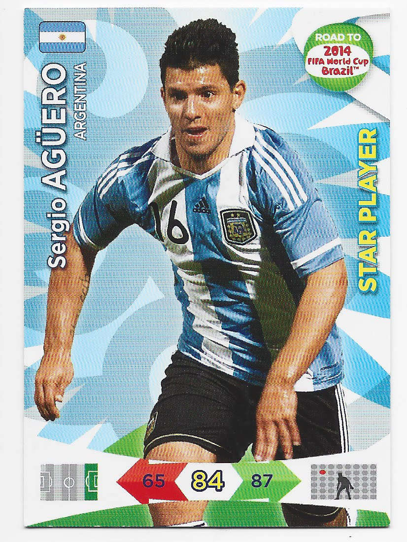 SERGIO AGUERO - PANINI "ROAD to the WORLD CUP 2014" - STAR PLAYER TRADING CARD
