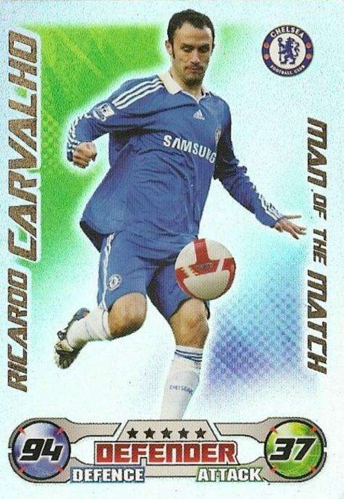 RICARDO CARVALHO - TOPPS `MATCH ATTAX EXTRA` 2008/09 - FOIL `Man of the Match` trading card