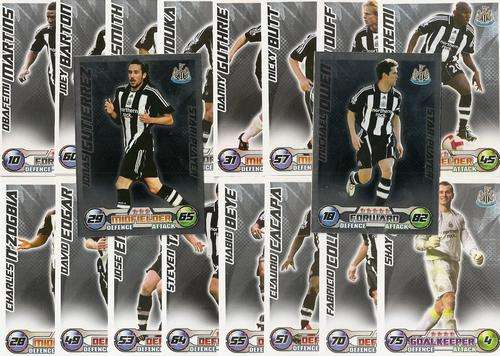 MATCH ATTAX 08/09 - NEWCASTLE BASE TEAM SET + 2 STAR PLAYERS