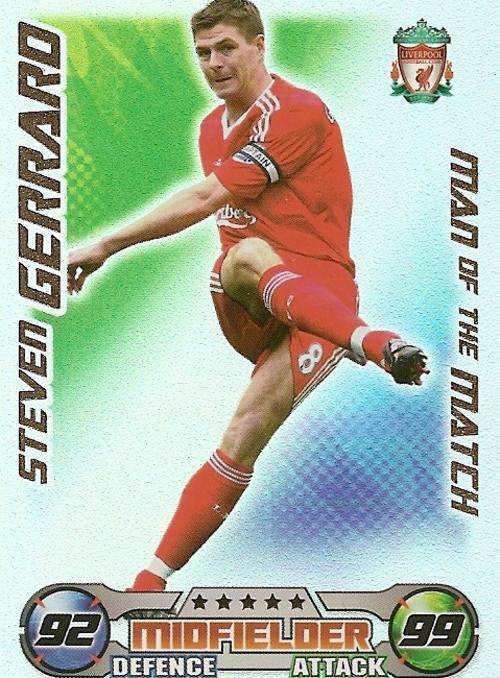 MATCH ATTAX 2008/09 - STEVEN GERRARD "M/MATCH" CARD