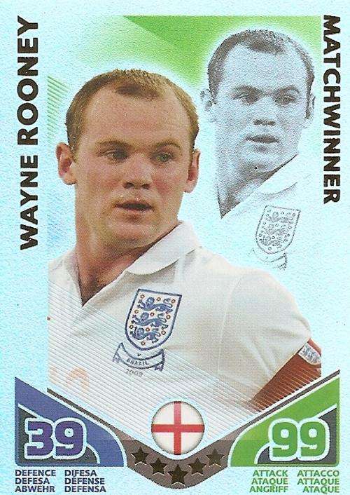 WAYNE ROONEY - TOPPS MATCH ATTAX `FIFA WORLD CUP 2010` -  `MATCHWINNER` CARD - GERMAN VERSION