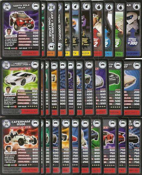 TOP GEAR TURBO CHALLENGE - COMPLETE "RARE" SET OF 33 CARDS