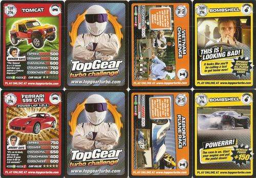 TOP GEAR TURBO CHALLENGE - COMPLETE "COMMON" BASE CARD SET - 220 CARDS