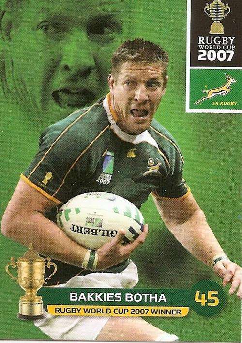 2011 RUGBY WORLD CUP COLLECTION -  BAKKIES BOTHA BASE CARD 131