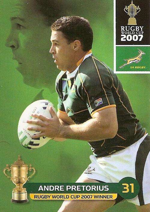 2011 RUGBY WORLD CUP COLLECTION -  ANDRE PRETORIUS BASE CARD 129