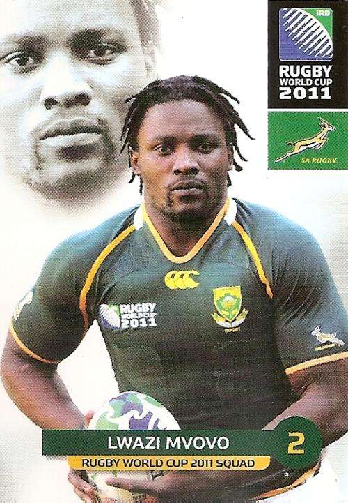 2011 RUGBY WORLD CUP COLLECTION -  LWAZI MVOVO BASE CARD 88