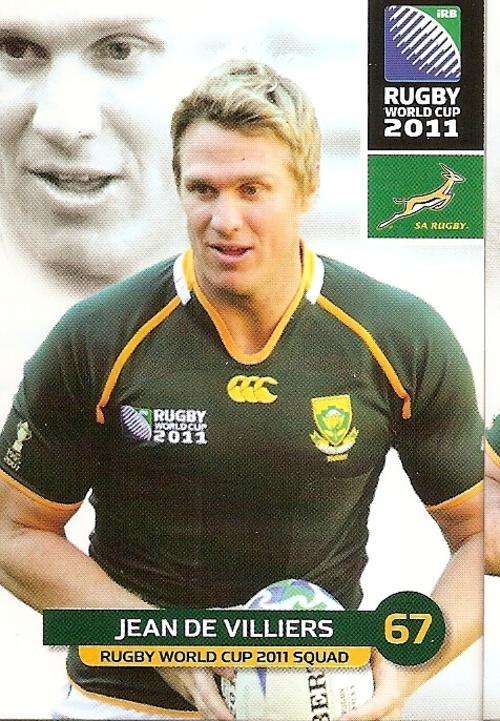 2011 RUGBY WORLD CUP COLLECTION -  JEAN DE VILLIERS 81 BASE CARD