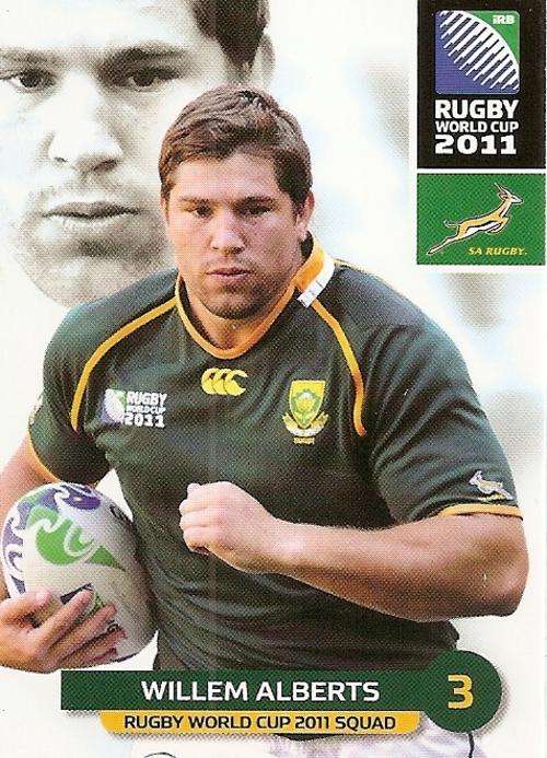 2011 RUGBY WORLD CUP COLLECTION -  WILLEM ALBERTS 100 BASE CARD