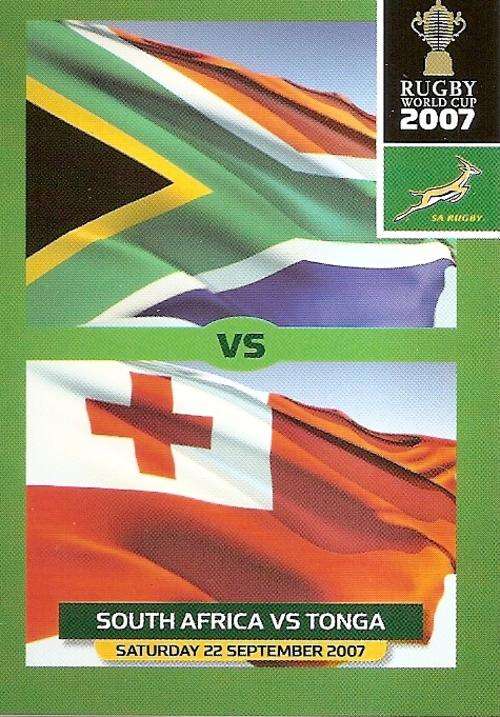 2011 RUGBY WORLD CUP COLLECTION -  2007 WC GAME SCORE BASE CARD 105