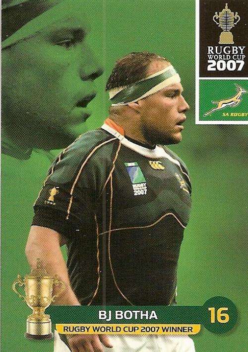 2011 RUGBY WORLD CUP COLLECTION - BJ BOTHA  BASE CARD 133