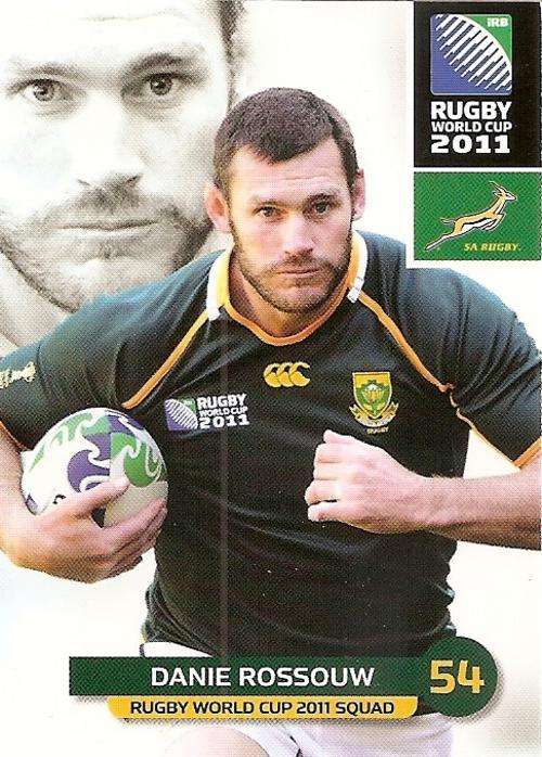2011 RUGBY WORLD CUP COLLECTION -  DANIE ROSSOUW BASE CARD 71