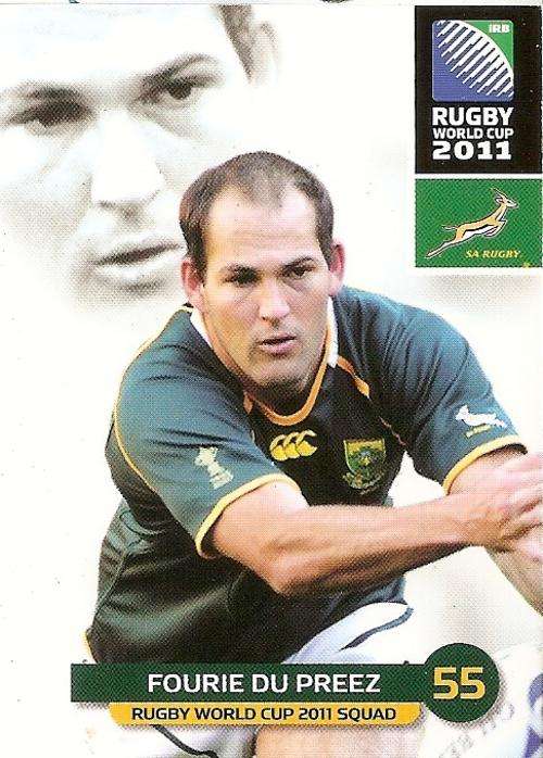 2011 RUGBY WORLD CUP COLLECTION -  FOURIE DU PREEZ BASE CARD 73