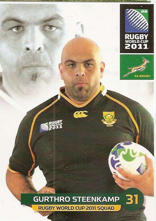 2011 RUGBY WORLD CUP COLLECTION -  GURTHRO STEENKANP BASE CARD 77