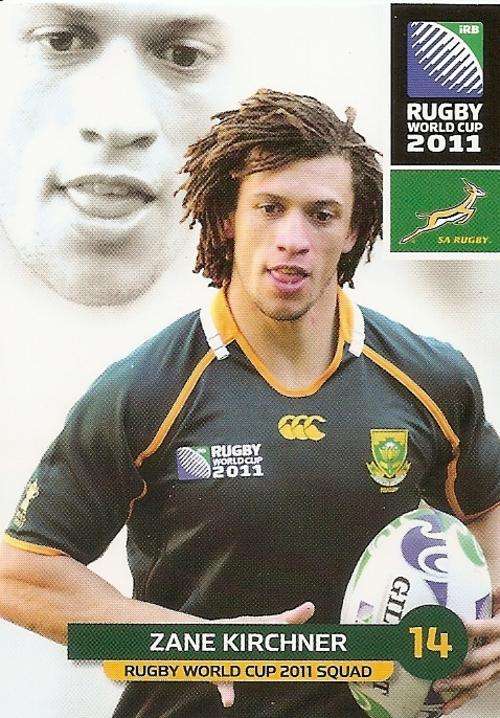 2011 RUGBY WORLD CUP COLLECTION -  ZANE KIRCHNER BASE CARD 102