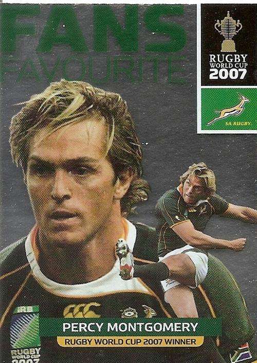 2011 RUGBY WORLD CUP COLLECTION - PERCY MONTGOMERY "FANS FAVOURITE" FOIL CARD 126