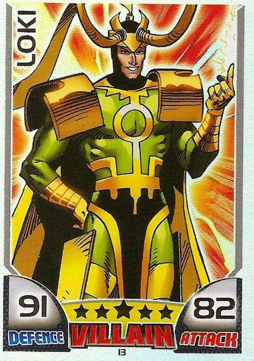 TOPPS HERO ATTAX - MARVEL UNIVERSE - LOKI "RAINBOW FOIL" CARD 13